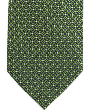 Ermenegildo Zegna Silk Tie Green Geometric - Hand Made in Italy
