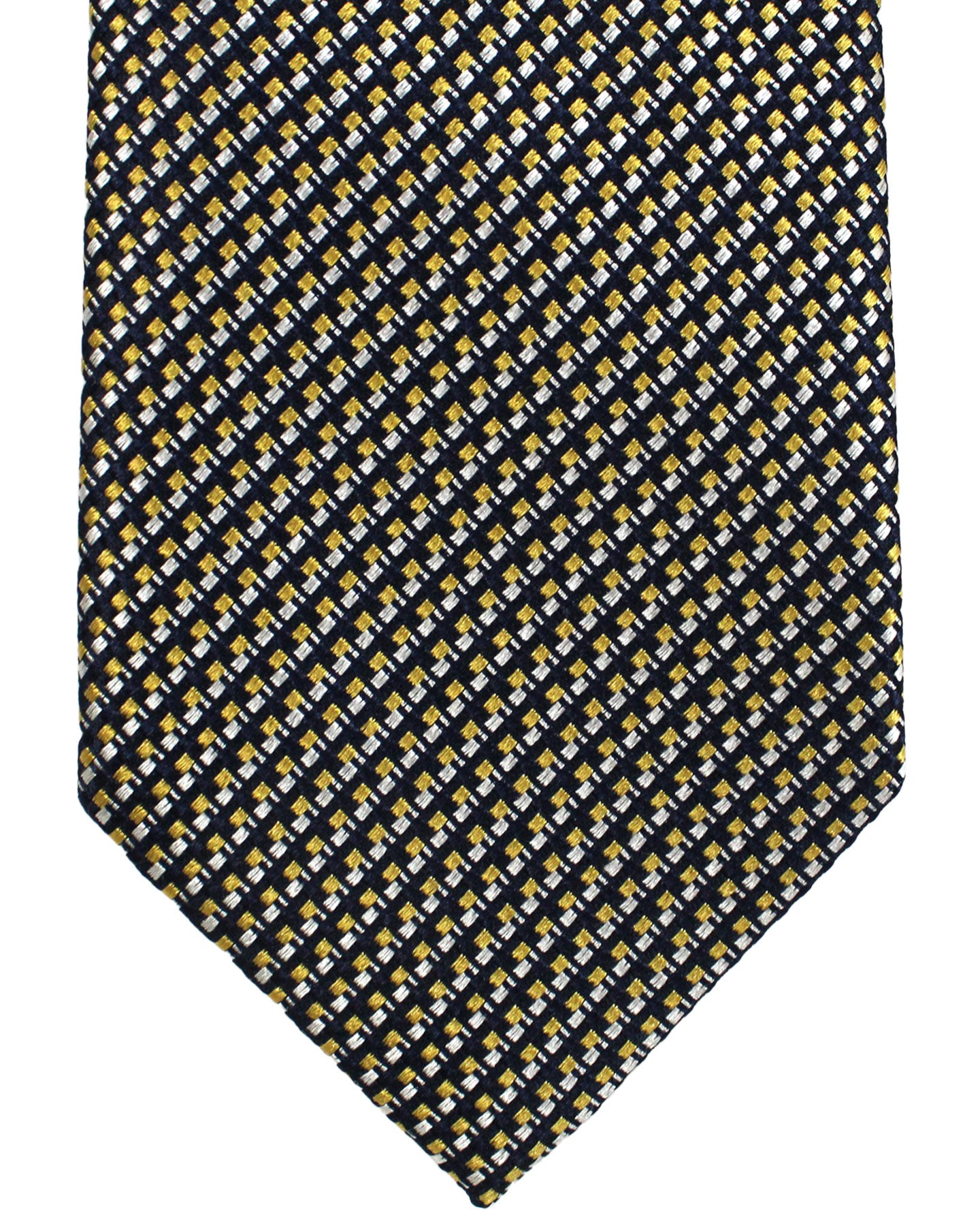 Ermenegildo Zegna Silk Tie Black Silver Taupe Geometric - Hand Made in Italy