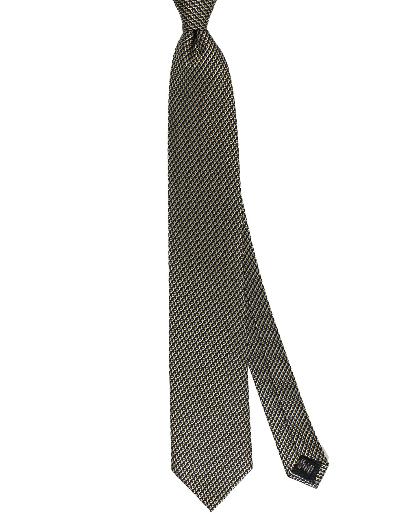 Ermenegildo Zegna Silk Tie Black Silver Taupe Geometric - Hand Made in Italy