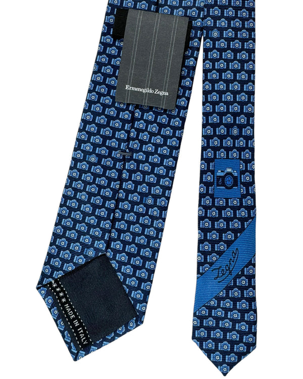 新品未使用Ermenegildo Zegna ネイビー ペイズリー ウールタイ Ermenegildo Zegna Silk Tie Navy Blue Camera - Tie Deals