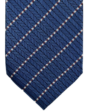 Ermenegildo Zegna Silk Tie Dark Blue Stripes - Hand Made in Italy