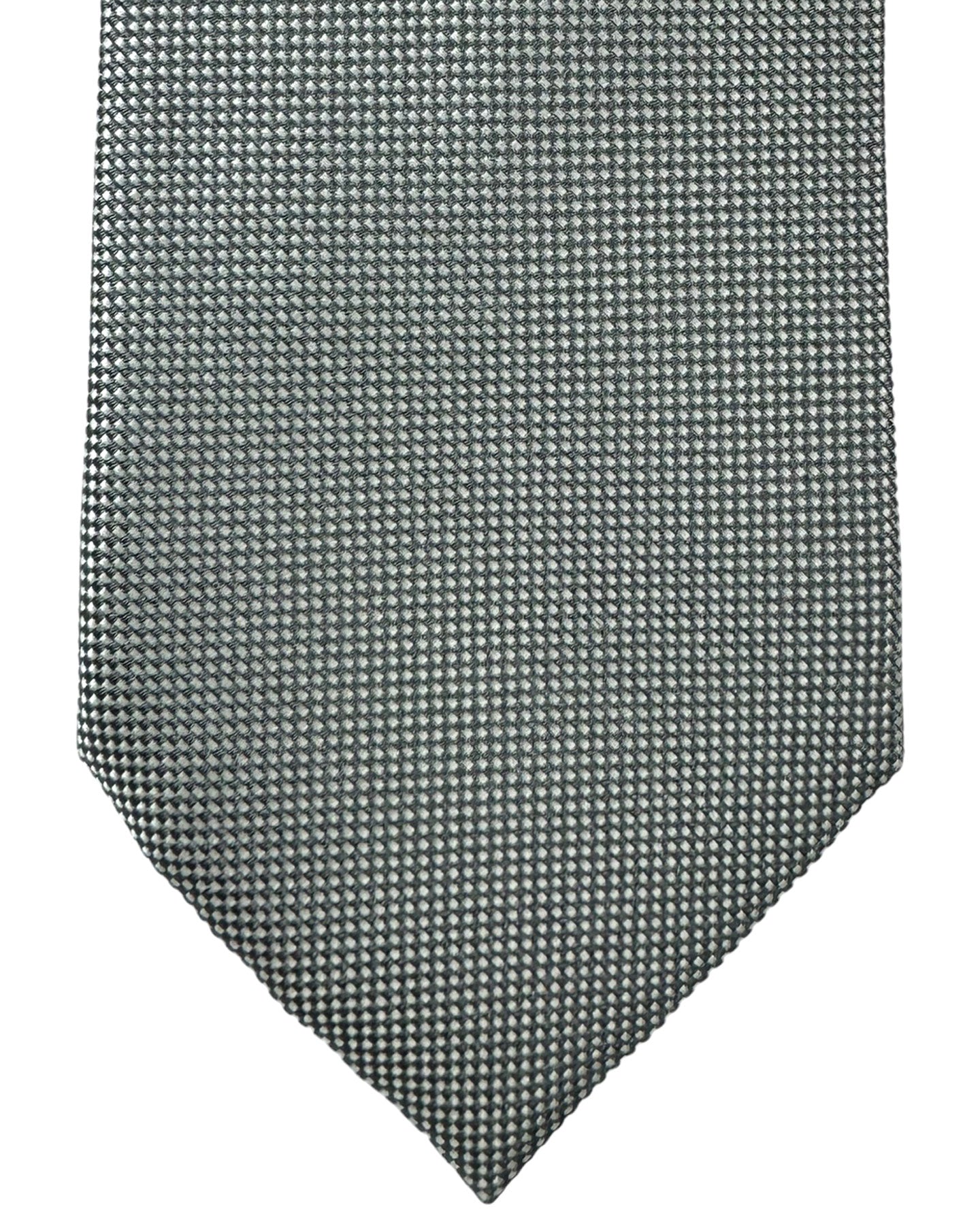 Ermenegildo Zegna Silk Tie Gray Silver Micro Pattern - Hand Made in Italy