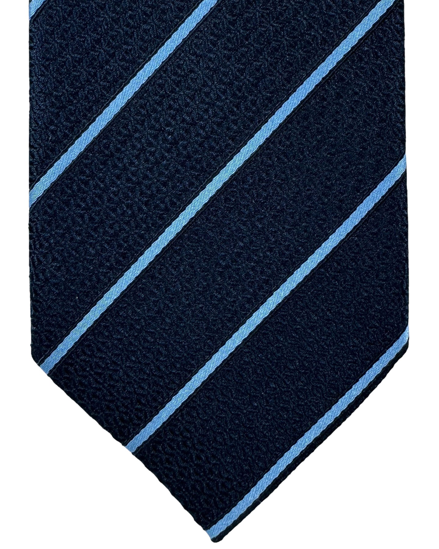 Ermenegildo Zegna Silk Tie Navy Blue Stripes - Hand Made in Italy