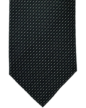 Ermenegildo Zegna Narrow Tie Black Silver Micro Pattern