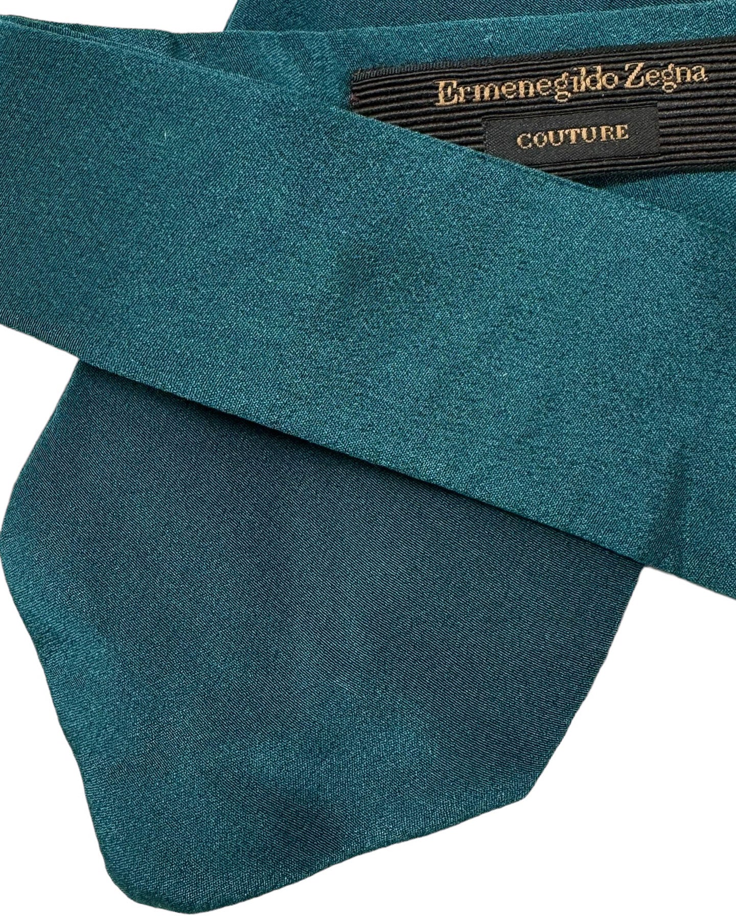 Ermenegildo Zegna Silk Tie Couture XXX Solid Teal - Double Sided