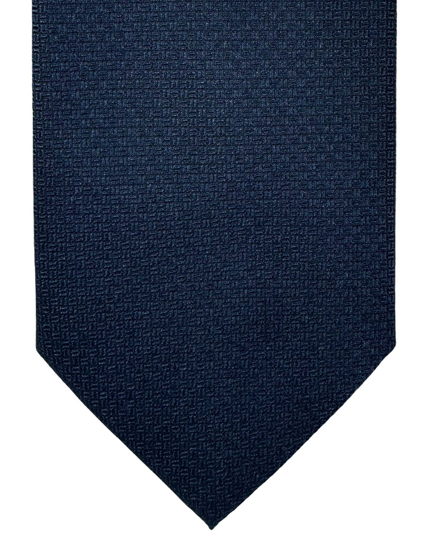 Ermenegildo Zegna Silk Tie Dark Blue Micro Pattern - Hand Made in Italy