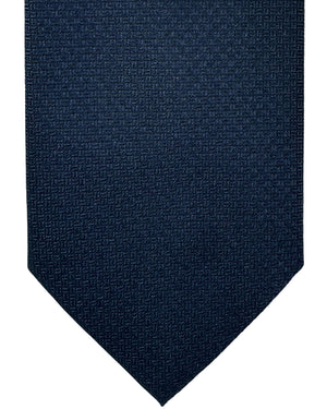 Ermenegildo Zegna Silk Tie Dark Blue Micro Pattern - Hand Made in Italy