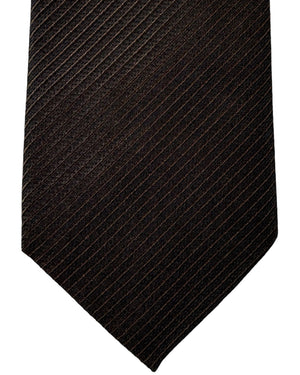 Ermenegildo Zegna Silk Tie Brown Black Grosgrain - Hand Made in Italy