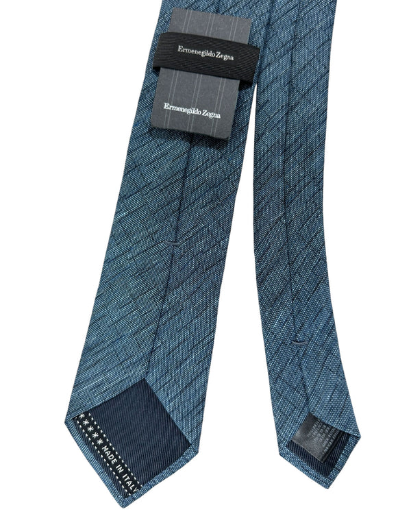 Ermenegildo Zegna ネクタイ ブルー Ermenegildo Zegna Tie Blue Design - Linen Silk - Tie Deals