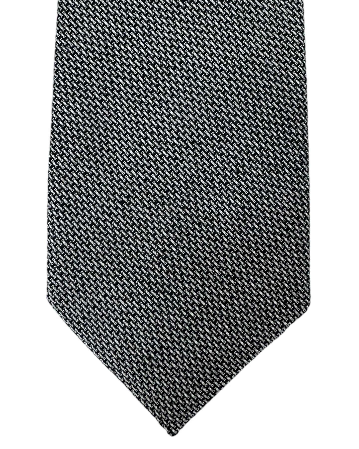 Ermenegildo Zegna Tie Black Silver - Narrow Necktie