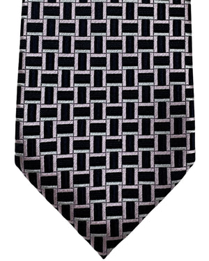 Ermenegildo Zegna Silk Tie Midnight Blue Light Pink Geometric Design