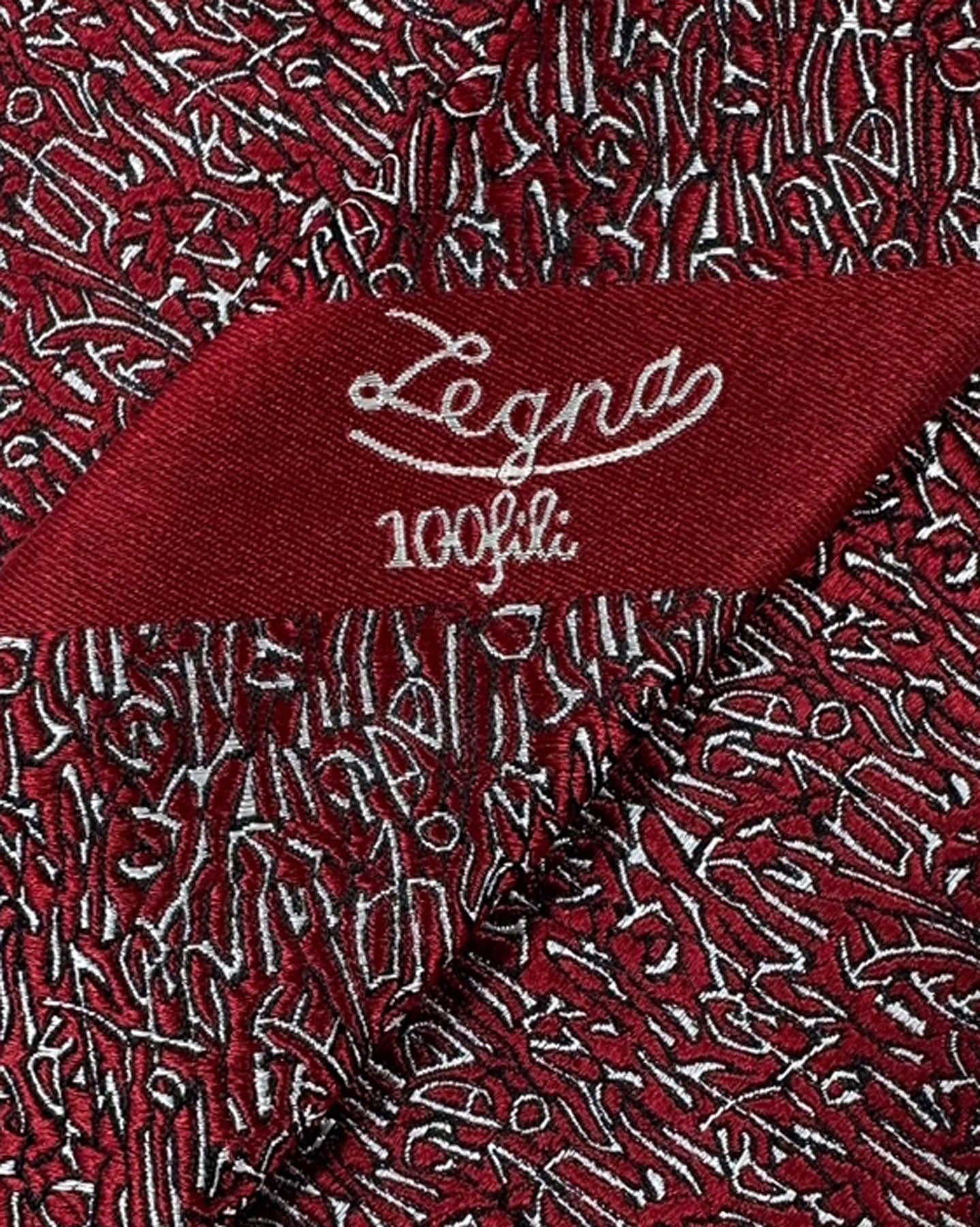 Ermenegildo Zegna Tie Maroon White Micro Pattern - 100 Fili