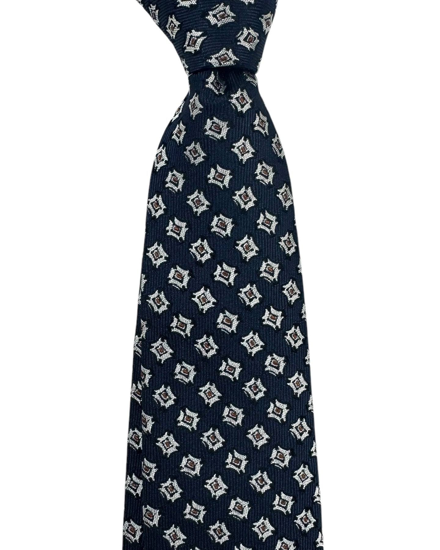 Ermenegildo Zegna Silk Tie Midnight Blue Brown Design