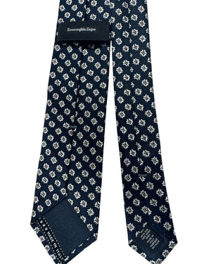 Ermenegildo Zegna Silk Tie Midnight Blue Brown Design