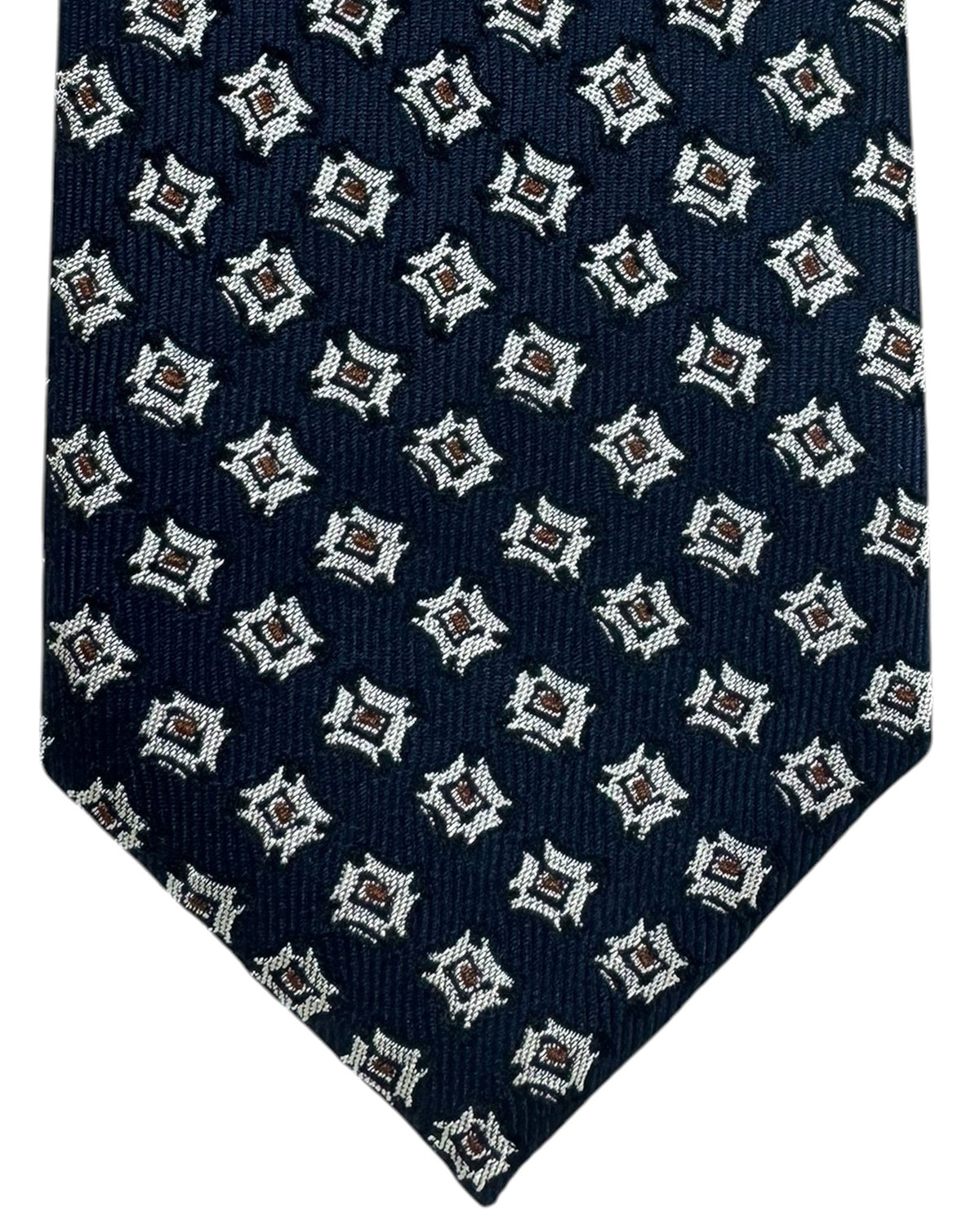 Ermenegildo Zegna Tie Midnight Blue Brown Silver Design