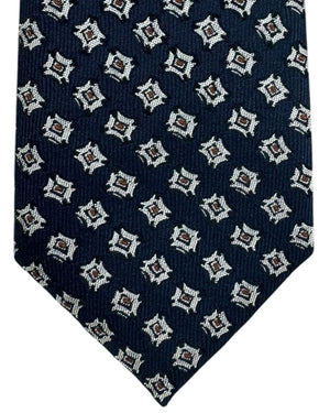 Ermenegildo Zegna Silk Tie Midnight Blue Brown Design