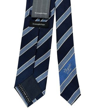 Zegna Tie Navy Blue Stripes