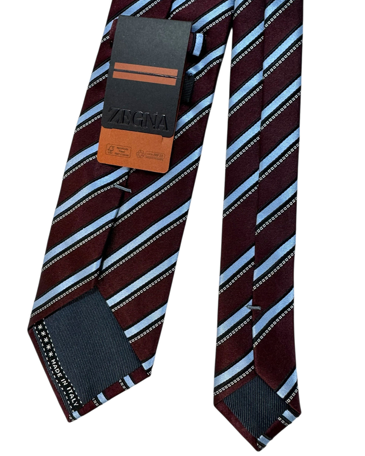 Ermenegildo Zegna Tie Brown Blue Stripes Design
