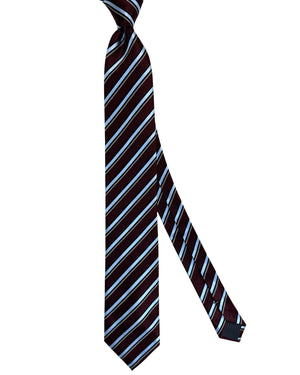 Ermenegildo Zegna Tie Brown Blue Stripes Design