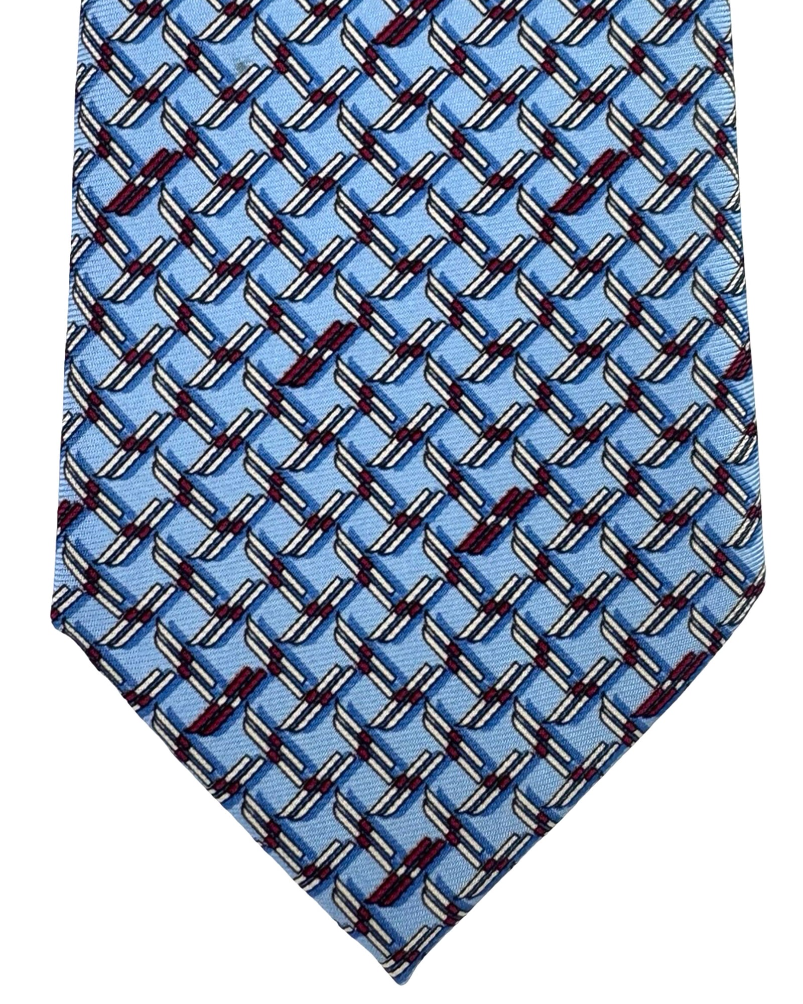 Ermenegildo Zegna Silk Tie Sky Blue Skis Novelty Design