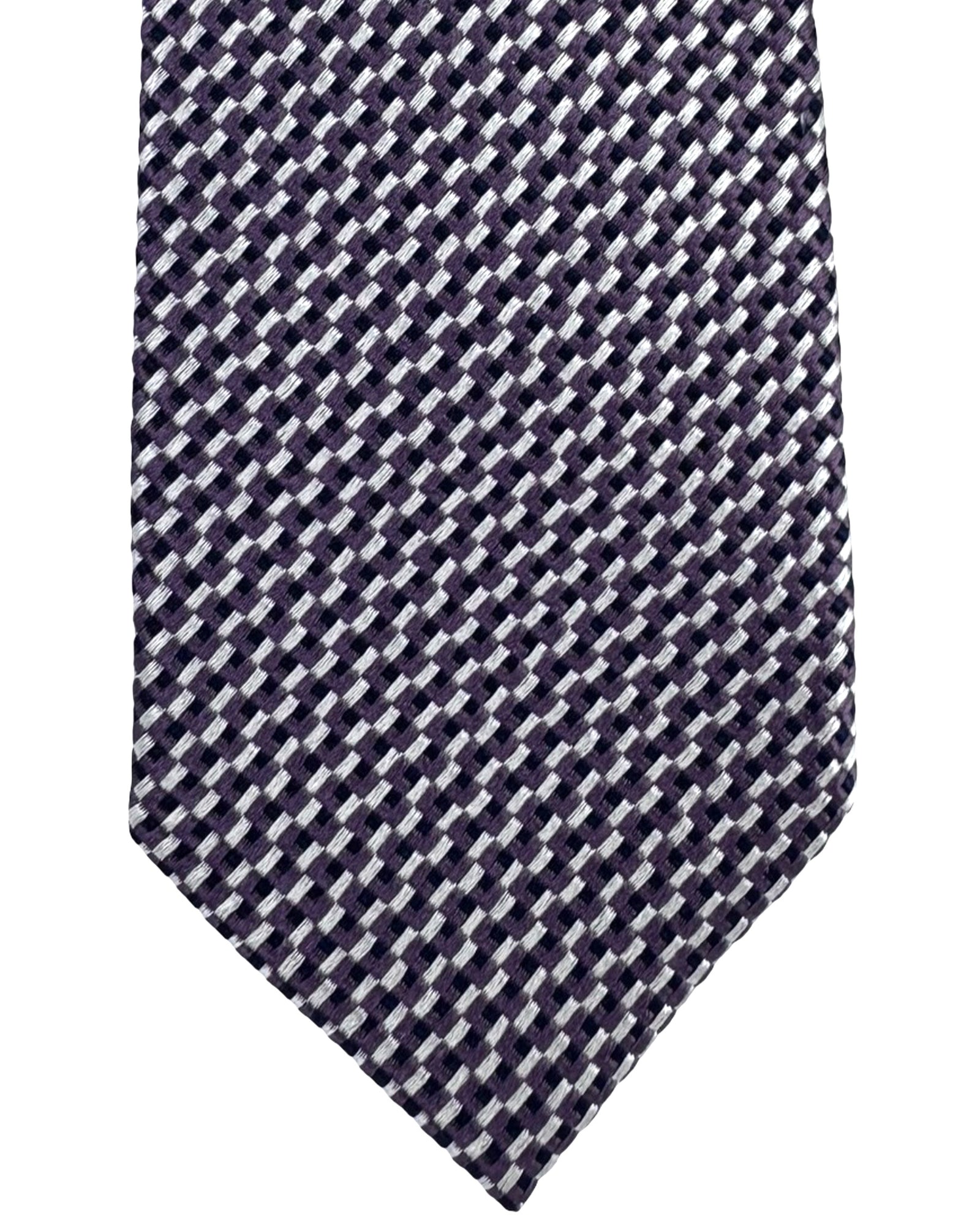 Ermenegildo Zegna Tie Purple Plum Silver - Narrow Cut
