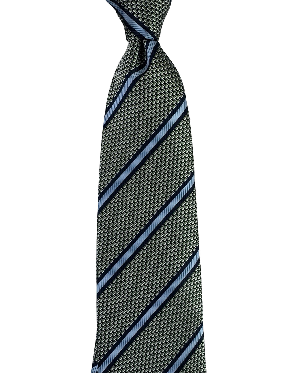 Ermenegildo Zegna Tie Black Blue Silver Stripes - Jacquard Silk