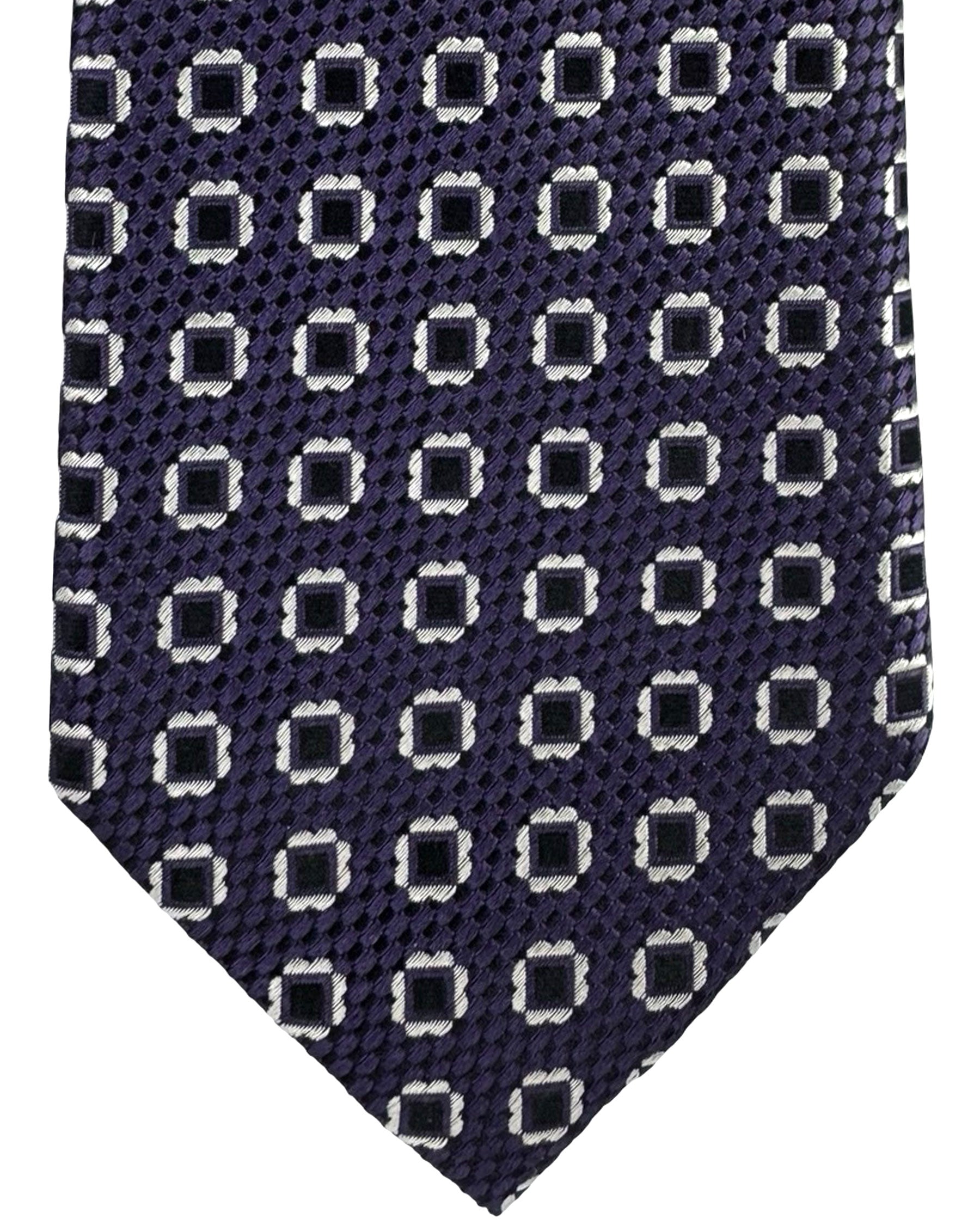 Ermenegildo Zegna Silk Tie Purple Black Silver - Tie Deals