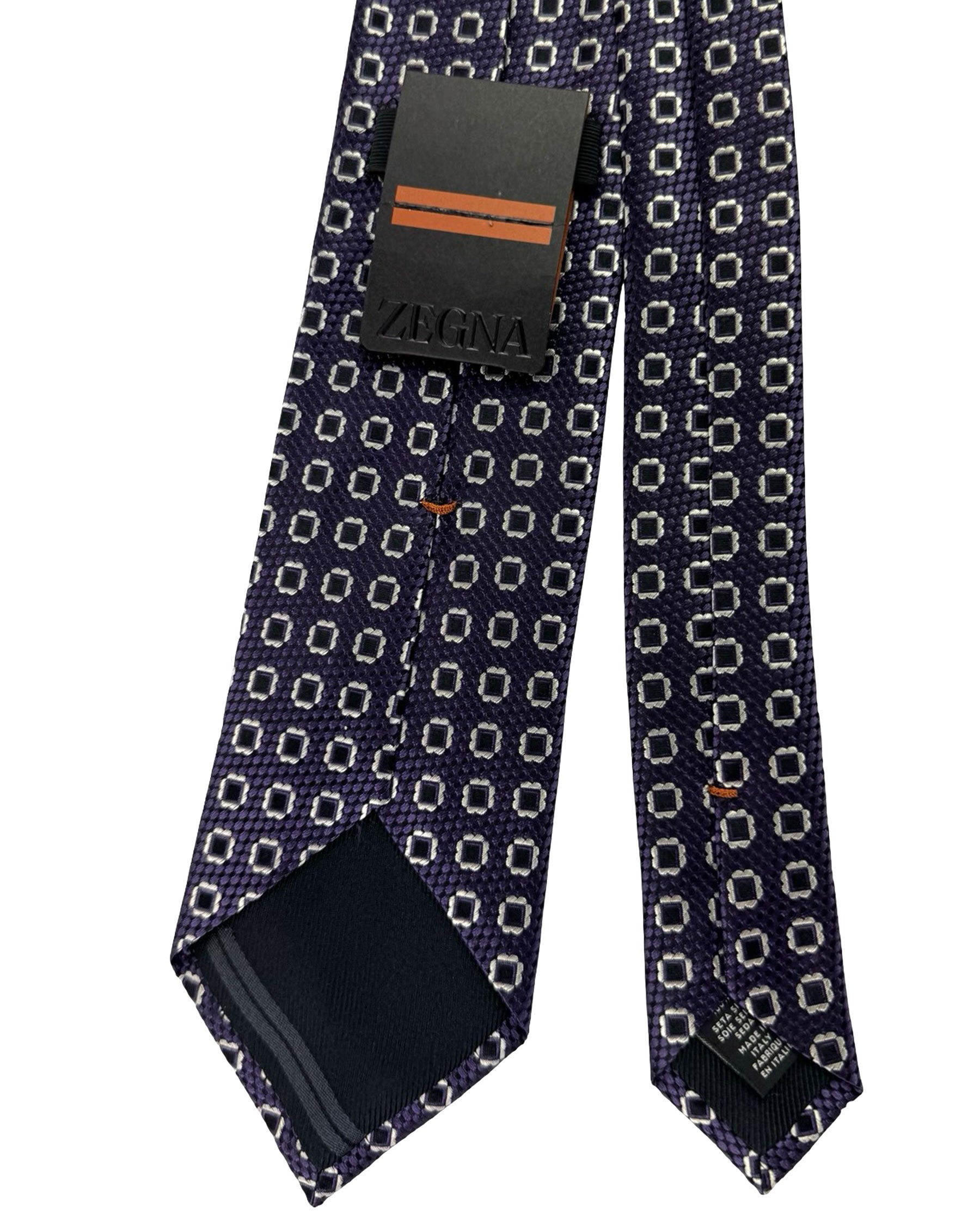Ermenegildo Zegnaネクタイ Ermenegildo Zegna Silk Tie Purple Black Silver - Tie Deals