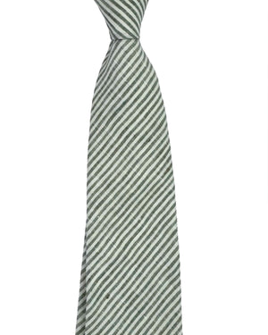 Zegna Linen Tie Sea-Grass Green White Stripes