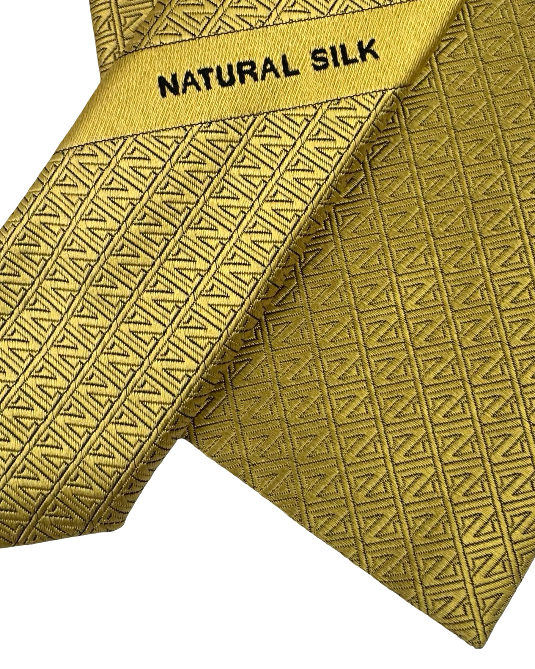 Ermenegildo Zegna Tie Yellow-Gold Z-Logo - Natural Silk - Tie Deals