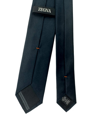 Ermenegildo Zegna Tie Midnight Blue Solid - Narrow Necktie
