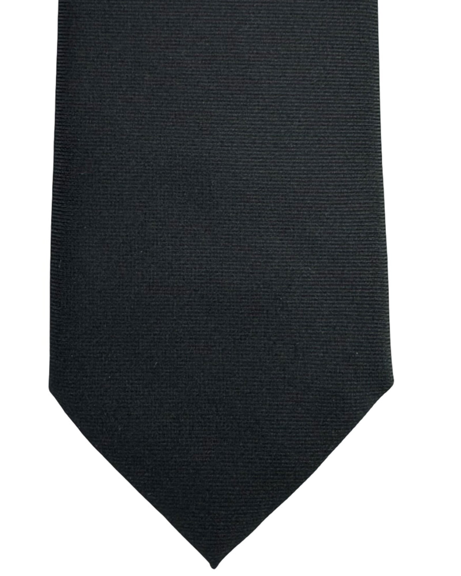 Z Zegna Tie Solid Black Grosgrain - Narrow Cut