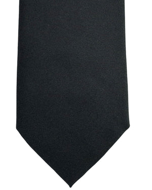 Z Zegna Tie Solid Black Grosgrain - Narrow Cut