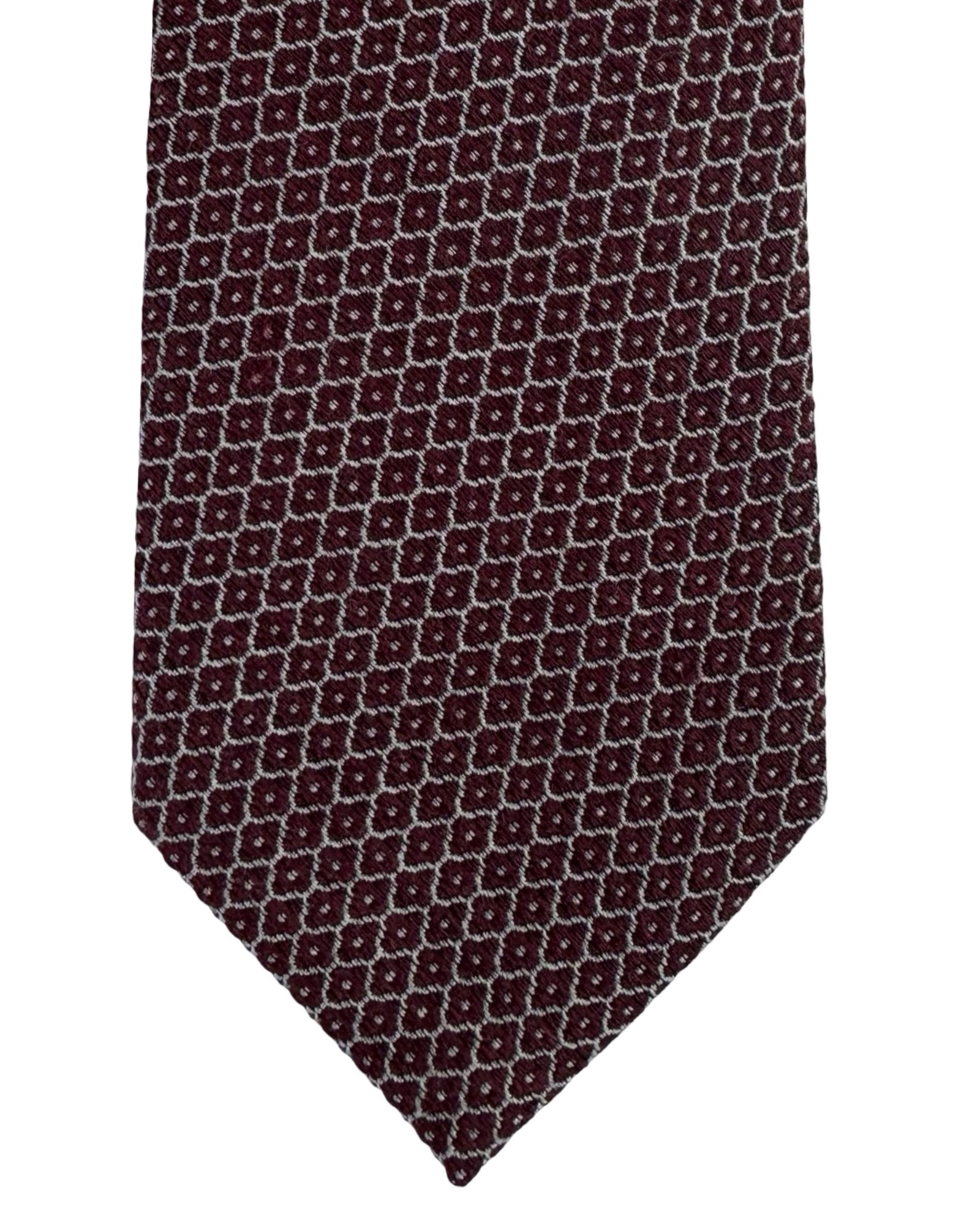 Ermenegildo Zegna Tie Maroon Gray Pattern- Narrow Cut SALE
