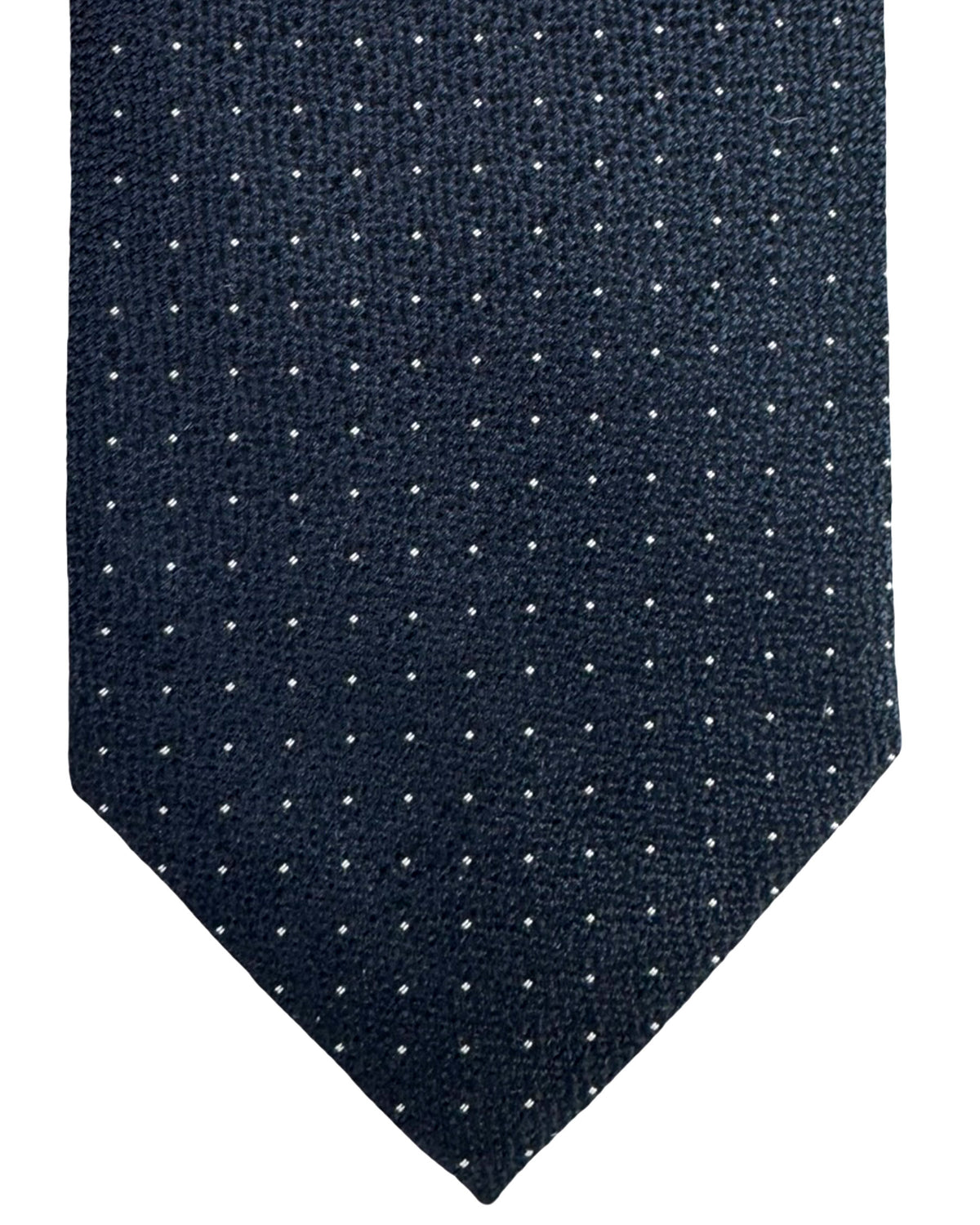 Zegna Silk Tie Midnight Blue Silver Micro Dots