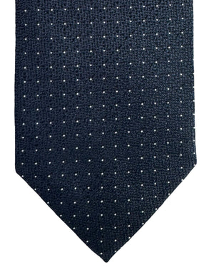 Zegna Silk Tie Midnight Blue Silver Micro Dots