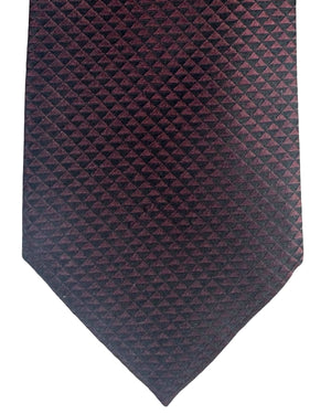 Zegna Tie Bordeaux Black Geometric