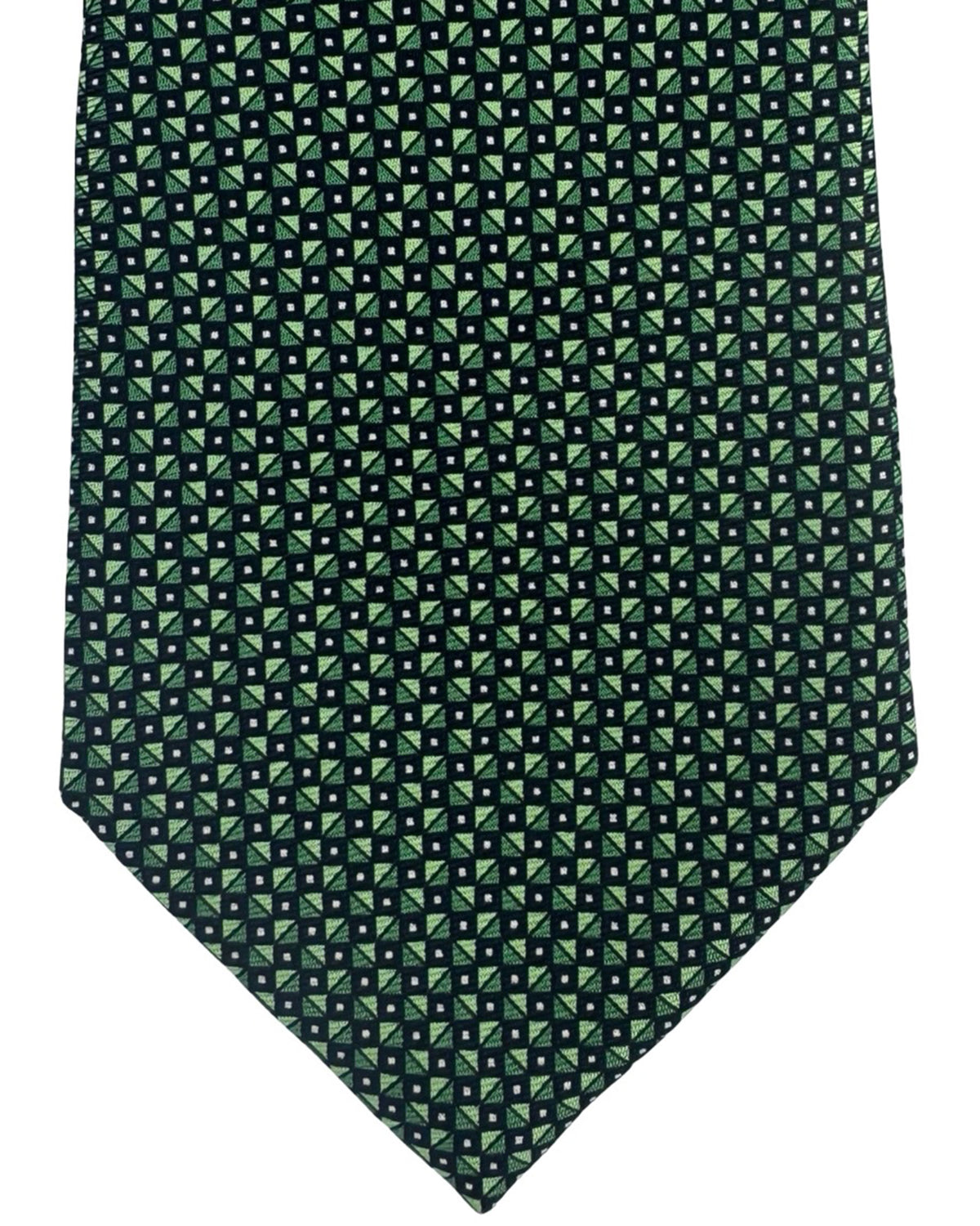 Zegna Silk Tie Green Geometric Design