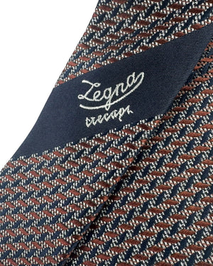 Zegna Silk Tie Brown Geometric