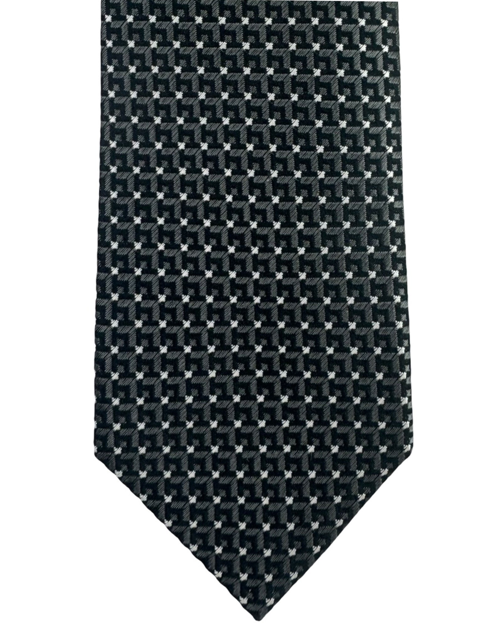 Z Zegna Silk Tie Gray Design - Skinny Cut