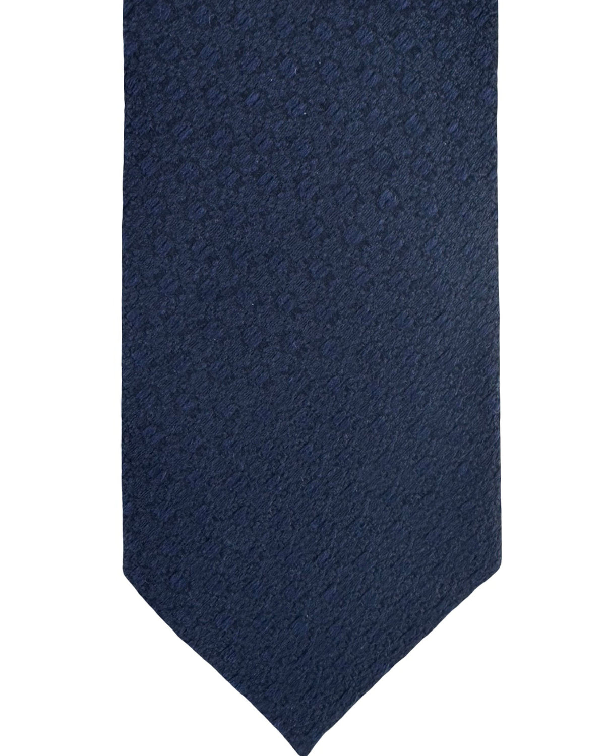 Ermenegildo Zegna Tie Midnight Blue Solid Tonal Pattern - Narrow Necktie