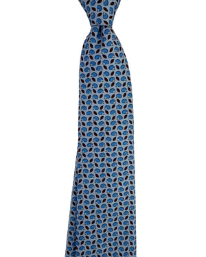 Ermenegildo Zegna Silk Tie Light Blue Hedgehog Novelty Narrow Cut