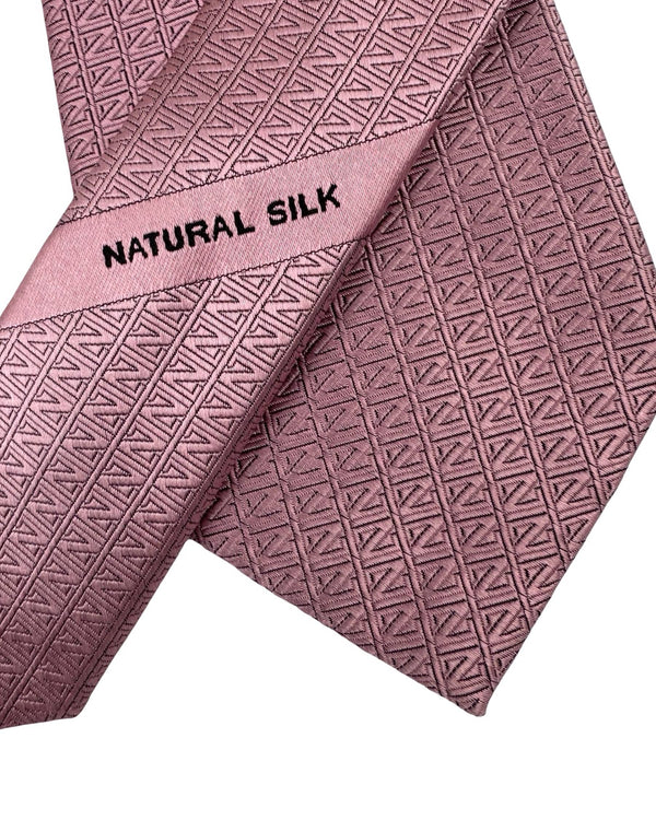 Ermenegildo Zegna Tie Dust Pink Z-Logo - Natural Silk - Tie Deals