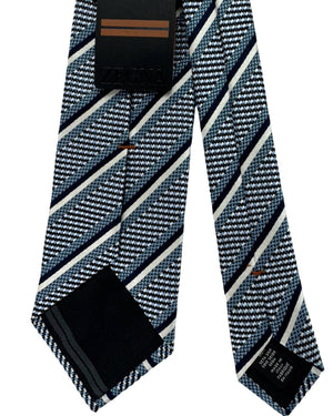 Ermenegildo Zegna Tie Blue White Navy Blue Stripes