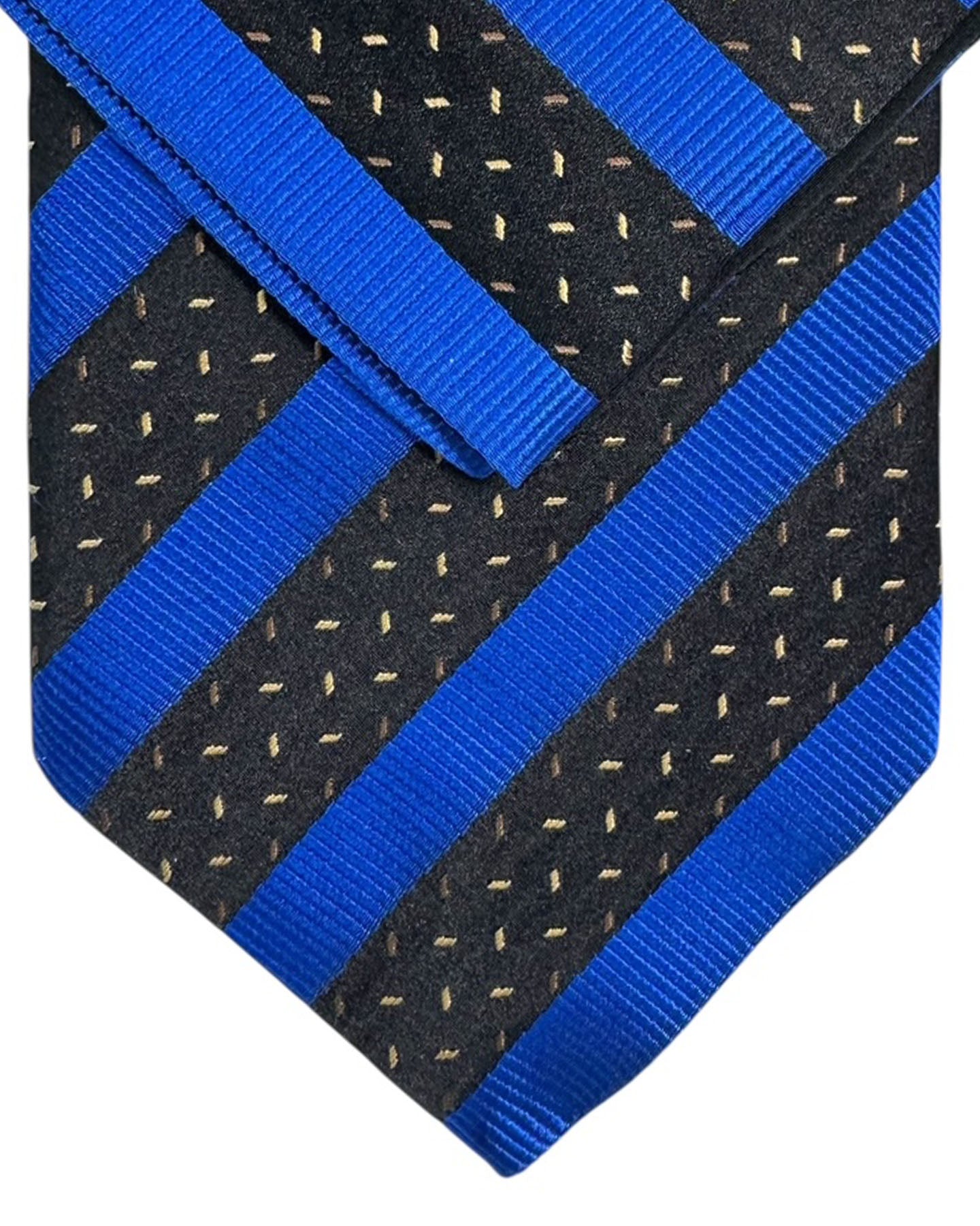 Zilli Silk Tie & Matching Pocket Square Set Black And Blue Stripe