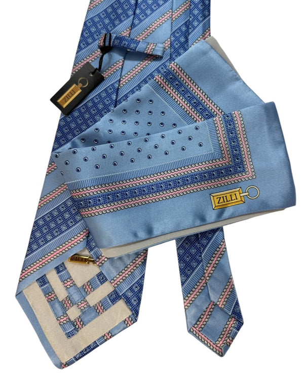 ZILLI ジリー ジリネクタイ シルク チーフ　付き セット Zilli Silk Tie & Pocket Square Set Zilli Online Outlet Store - Tie