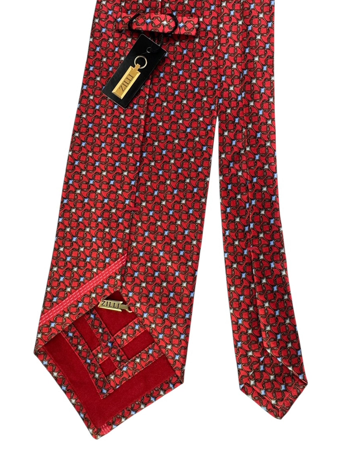 Zilli Sevenfold Tie  Red And Blue Geometric Chain