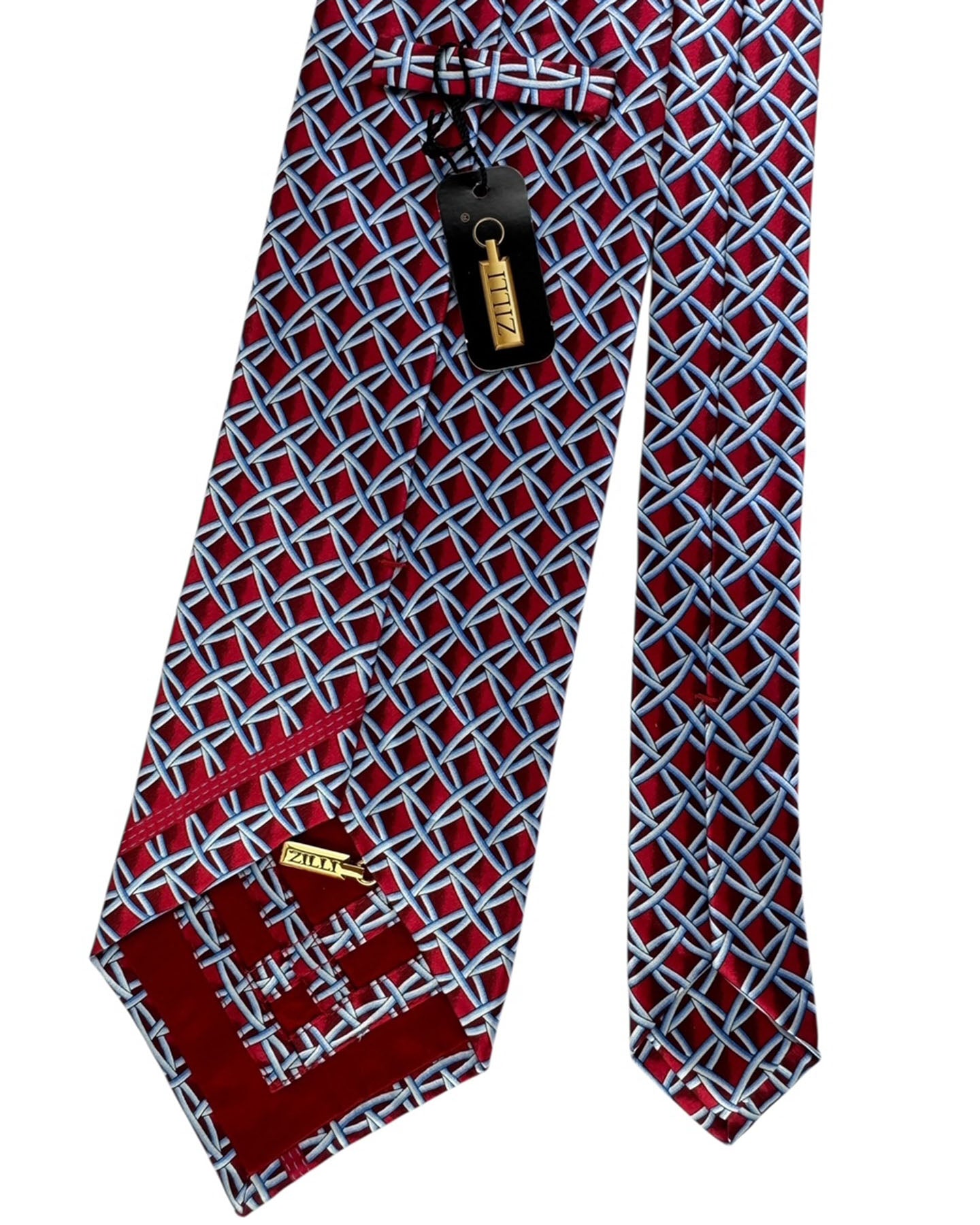 Zilli Sevenfold Tie  Red And Blue Basket Weave