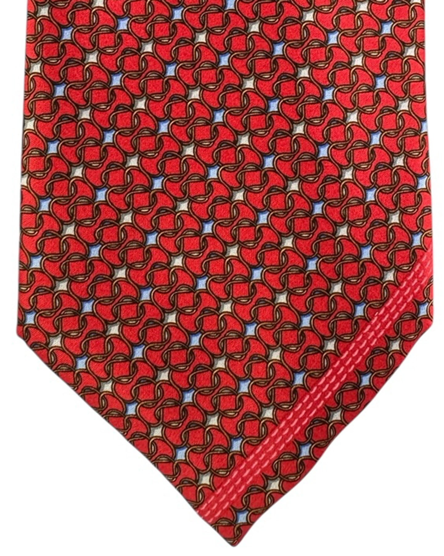 Zilli Sevenfold Tie  Red And Blue Geometric Chain