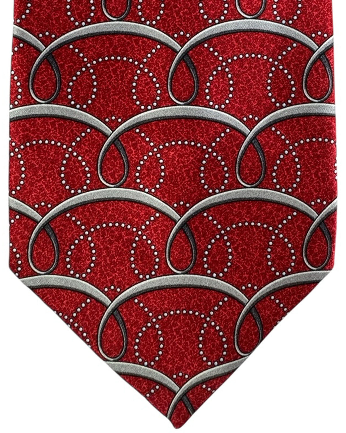 Zilli silk Tie Red Gray Swirly Pattern